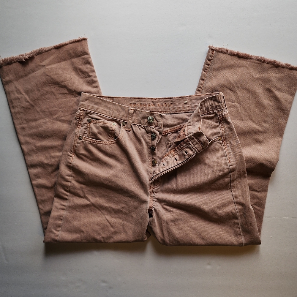 American Eagle Wide Leg Crop dusty pink Size 6 Long